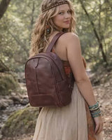 MADDOX GENUINE LEATHER BACKPACK -  DARK BROWN