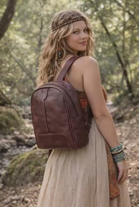 SAC À DOS EN CUIR VÉRITABLE MADDOX - MARRON FONCÉ