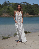 WHITE DRAGON DRESS WITH POCKETS