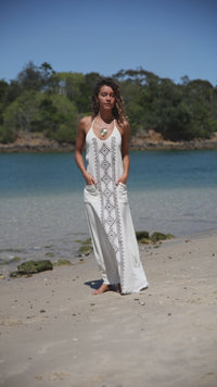 ROBE DRAGON BLANC AVEC POCHES