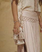 LUNA EMBROIDERED COTTON TASSLE BAG