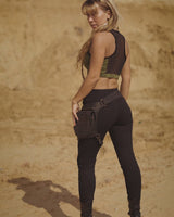 EQUESTRIAN GENUINE LEATHER LEG POCKET BELT - BLACK