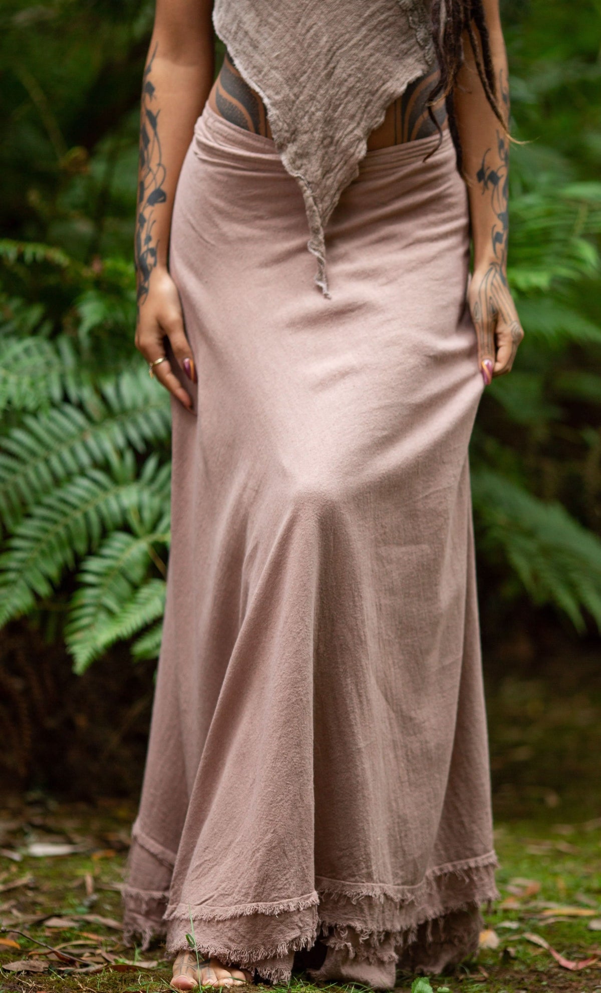 NATURAL COTTON WRAP SKIRT - NATURAL