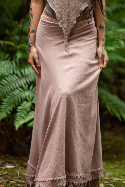 NATURAL COTTON WRAP SKIRT - NATURAL