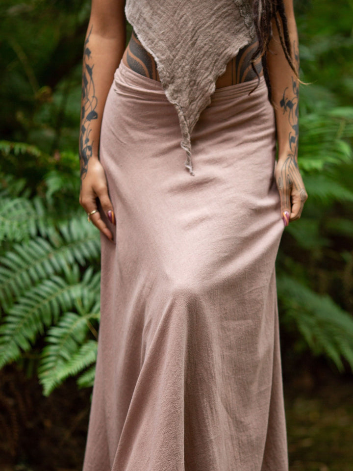 NATURAL COTTON WRAP SKIRT - NATURAL