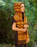 MOUNTAIN ALPACA GEOMETRIC SCARF - YELLOW/BROWN