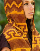 MOUNTAIN ALPACA GEOMETRIC SCARF - YELLOW/BROWN