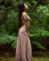 NATURAL COTTON WRAP SKIRT - NATURAL
