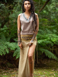 DAENERYS NATURAL COTTON SKIRT - Tan