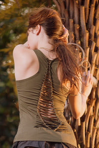 Open Back Top - Green Sri Yantra Top