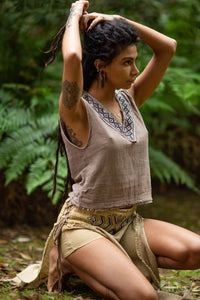 DAENERYS NATURAL COTTON SKIRT - Tan