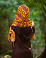 MOUNTAIN ALPACA GEOMETRIC SCARF - YELLOW/BROWN