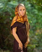 MOUNTAIN ALPACA GEOMETRIC SCARF - YELLOW/BROWN