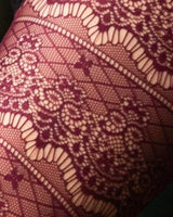 BAROQUE FISHNET LEGGINGS - RED WINE