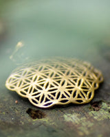 FLOWER OF LIFE CURVED PENDANT - BRASS