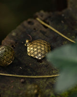 FLOWER OF LIFE CURVED PENDANT - BRASS