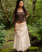 CROCHET PATCHWORK WRAP SKIRT - CREAM