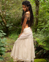 CROCHET PATCHWORK WRAP SKIRT - CREAM