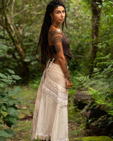 CROCHET PATCHWORK WRAP SKIRT - CREAM