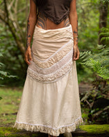 CROCHET PATCHWORK WRAP SKIRT - CREAM