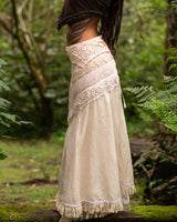 CROCHET PATCHWORK WRAP SKIRT - CREAM