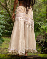 CROCHET PATCHWORK WRAP SKIRT - CREAM