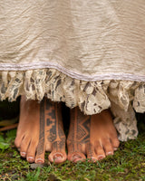 CROCHET PATCHWORK WRAP SKIRT - CREAM
