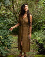 RAW BOHEMIAN FRAYED DRESS - KHAKI
