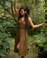 RAW BOHEMIAN FRAYED DRESS - KHAKI
