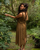 RAW BOHEMIAN FRAYED DRESS - KHAKI