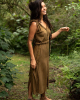 RAW BOHEMIAN FRAYED DRESS - KHAKI