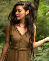 RAW BOHEMIAN FRAYED DRESS - KHAKI