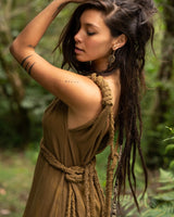 RAW BOHEMIAN FRAYED DRESS - KHAKI