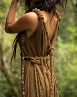 RAW BOHEMIAN FRAYED DRESS - KHAKI