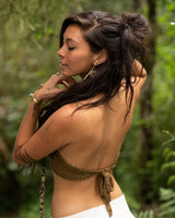 HANDWOVEN CROCHET BRA - KHAKI