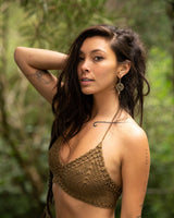 HANDWOVEN CROCHET BRA - KHAKI