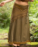 Crochet Patchwork Wrap Skirt - Khaki