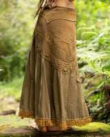 Crochet Patchwork Wrap Skirt - Khaki