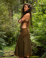 Crochet Patchwork Wrap Skirt - Khaki