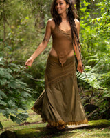 Crochet Patchwork Wrap Skirt - Khaki