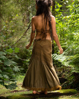 Crochet Patchwork Wrap Skirt - Khaki