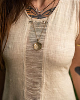 FLOWER OF LIFE CURVED PENDANT - BRASS
