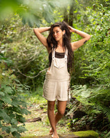 TRIBAL OVERALLS SHORTS - CREAM