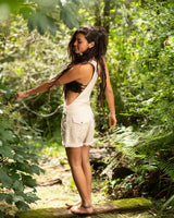 TRIBAL OVERALLS SHORTS - CREAM