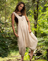 TRIBAL OVERALLS PANTS - CREAM