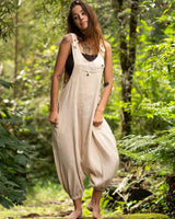 TRIBAL OVERALLS PANTS - CREAM