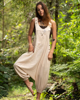 TRIBAL OVERALLS PANTS - CREAM