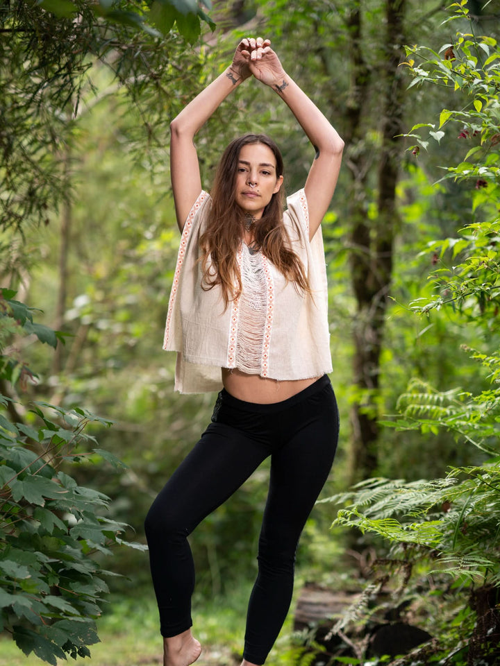 RAW HARMONY TOP - CREAM/ORANGE PATTERNS
