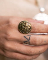 MANDALA FLOWER OF LIFE RING - BRASS