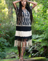 SAVANNAH LONG DRESS - BLACK/WHITE